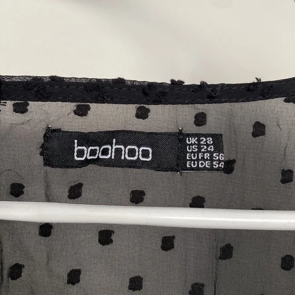 PLUS DOBBY CHIFFON WIDE SLEEVE SKATER DRESS - Picture 4 of 4